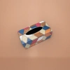 Colorful patchwork leather tissue box for Nordic-style living room desktop storage decoration Specification image